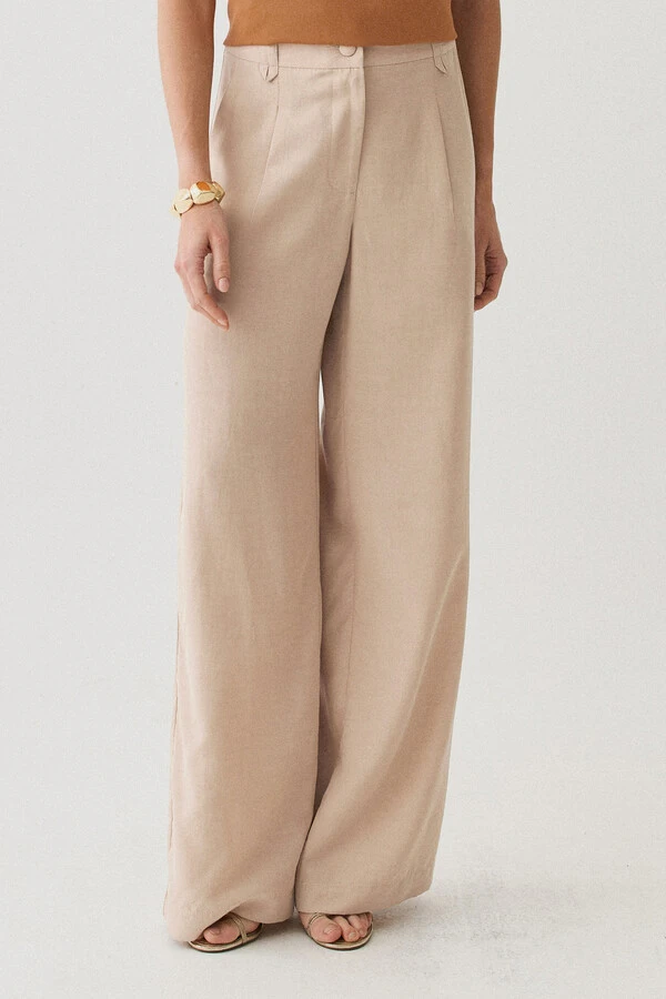 Pantalona Passante Double Prega Botão Forrado