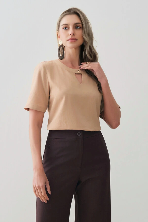 Blusa Decote Redondo Gota Gold