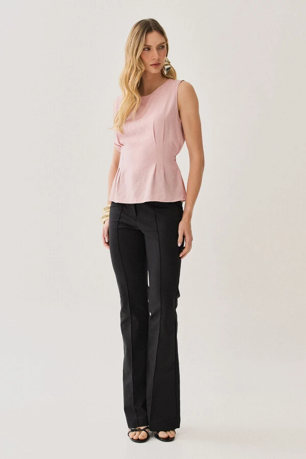 Regata Acinturada Pregas Double Cinto Fino