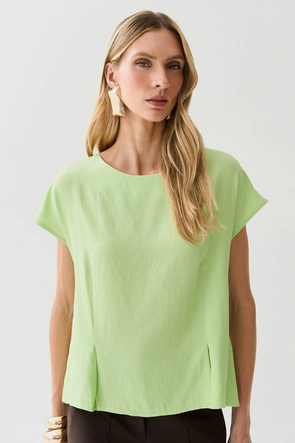 Blusa Acinturada Manga Morcego Pregas