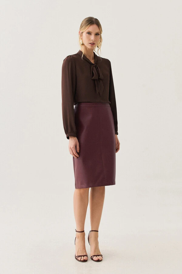 Blusa Manga Longa Punho Gola Dobrada de Laço