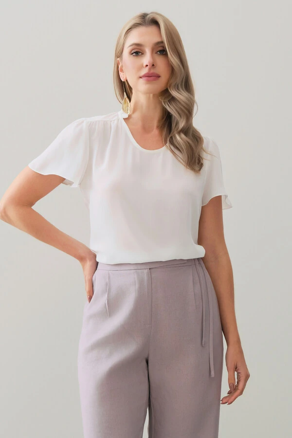 Blusa Mini Gola Franzida Ombro Franzido
