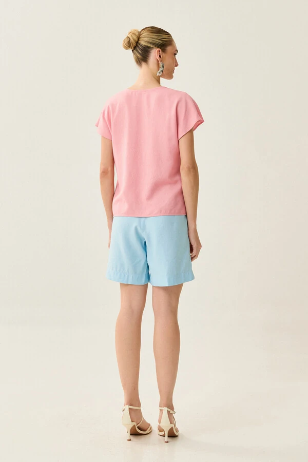 Blusa Manga Morcego Decote V Recorte