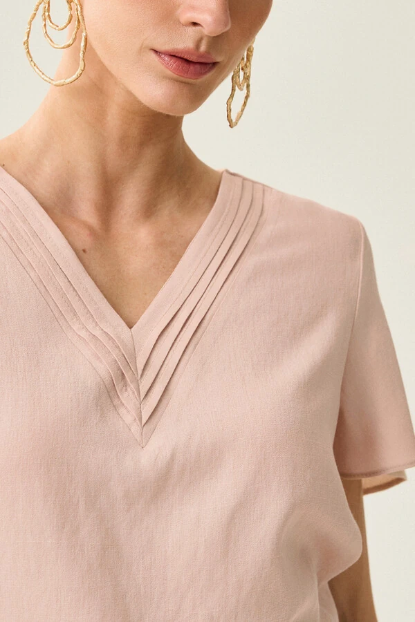 Blusa Decote V Preguinhas Triple