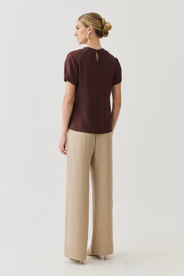 Pantalona Slim Risca de Giz Botões Gold