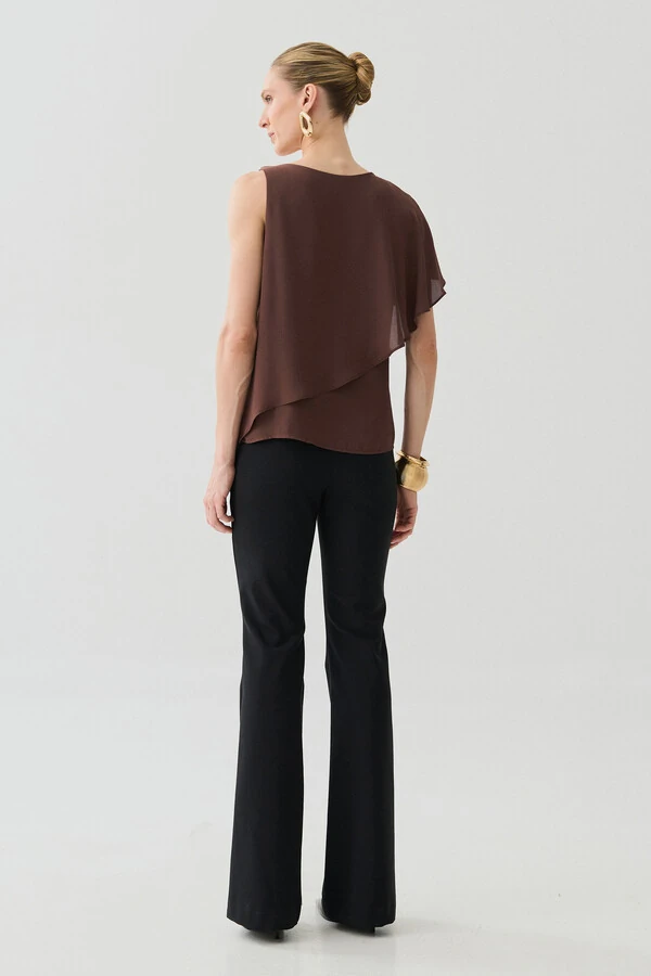 Blusa Assimétrica Dupla Transpassada Um Ombro Só Laço