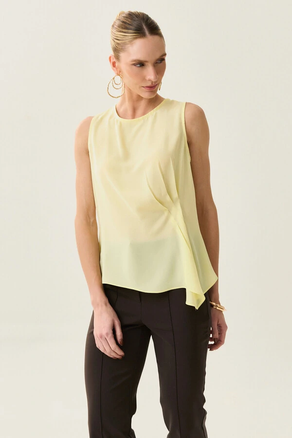 Regata Assimétrica Drapeada Pregas Triple