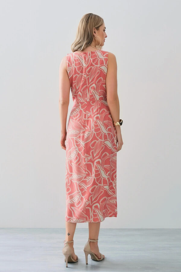 Vestido Midi Regata Assimétrico Transpassado Folhagem Um Ombro Torcido Lateral Franzida