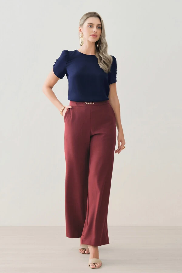 Blusa Manga Mini Botões Forrados Triple