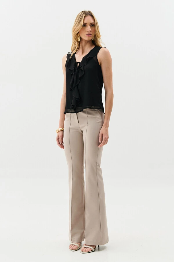 Regata de Chiffon Yoryu Decote V Babado Laço