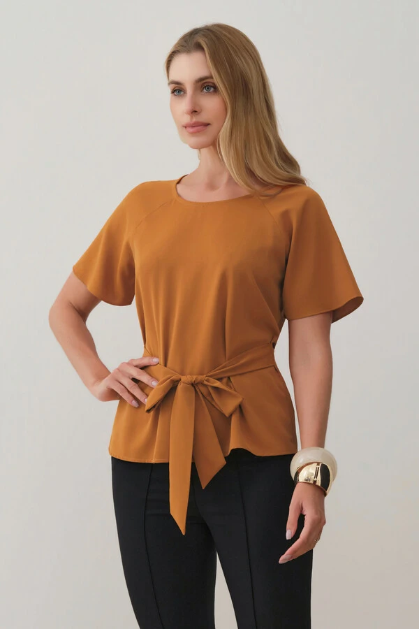 Blusa Manga Raglan Cinto Embutido