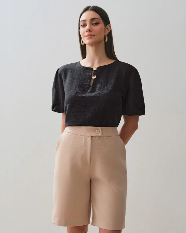 Blusa Manga Balonê Gold Double