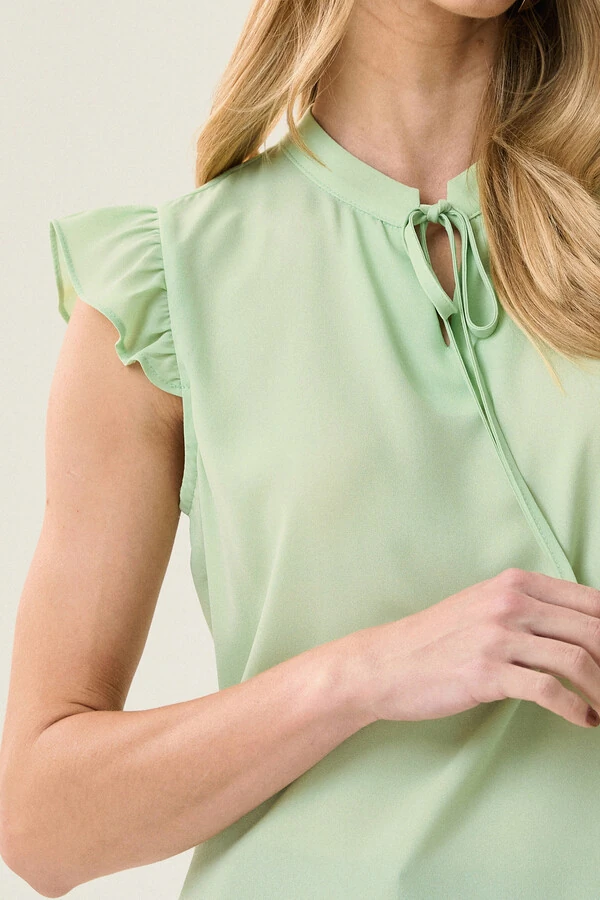 Regata Gola Baixa Laço Ombro Babado