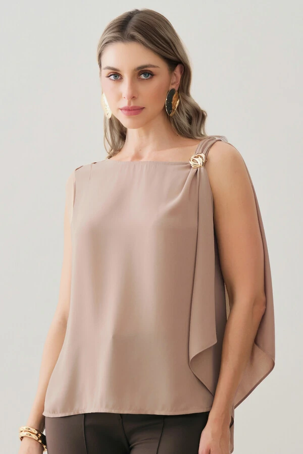 Regata Assimétrica Ombro Esquerdo Faixa Gold