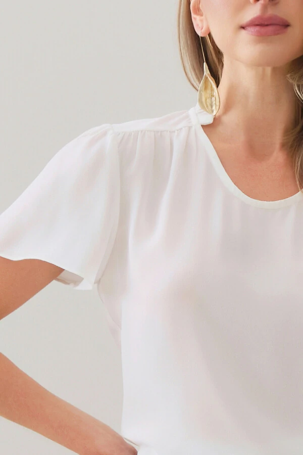 Blusa Mini Gola Franzida Ombro Franzido