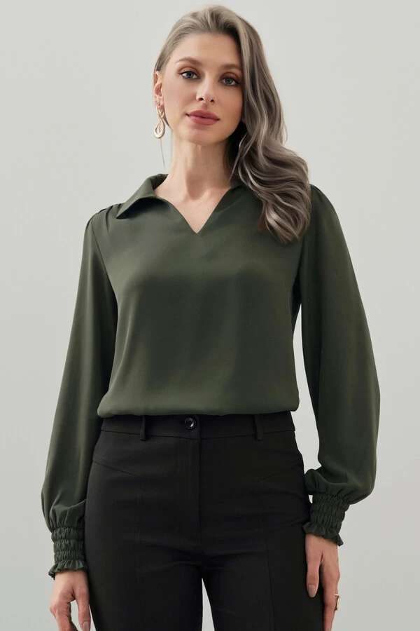 Blusa Manga Longa Punho Lastex Gola Polo Deocte V