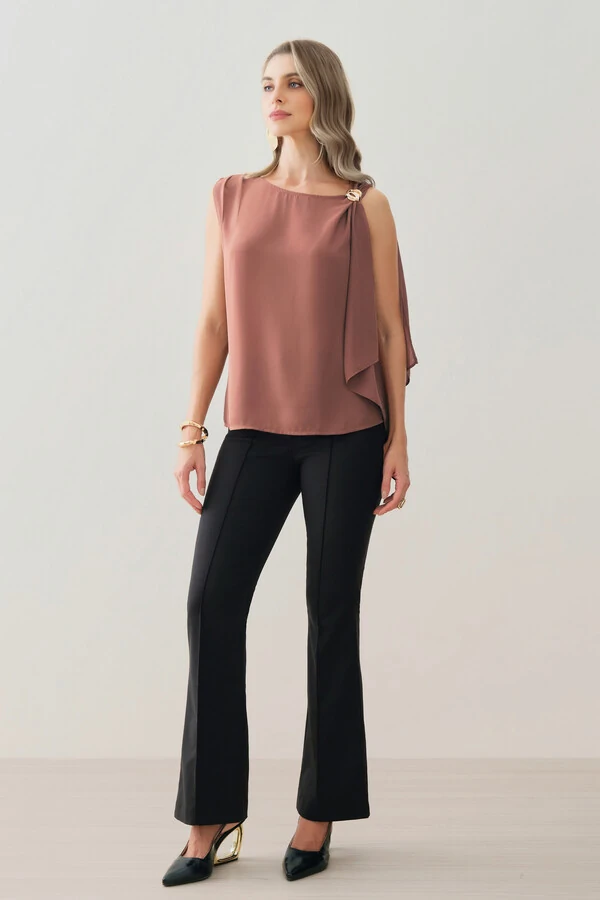 Regata Assimétrica Ombro Esquerdo Faixa Gold