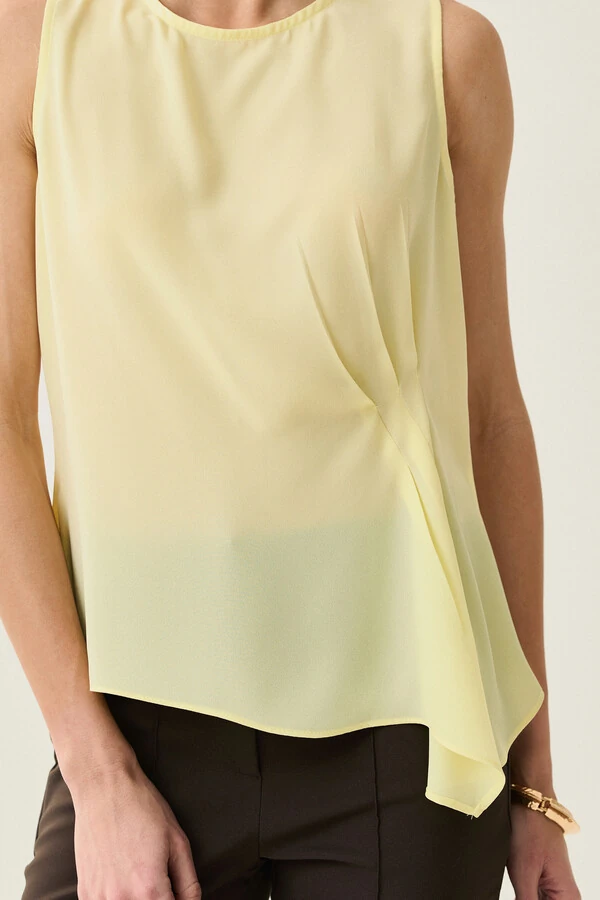 Regata Assimétrica Drapeada Pregas Triple