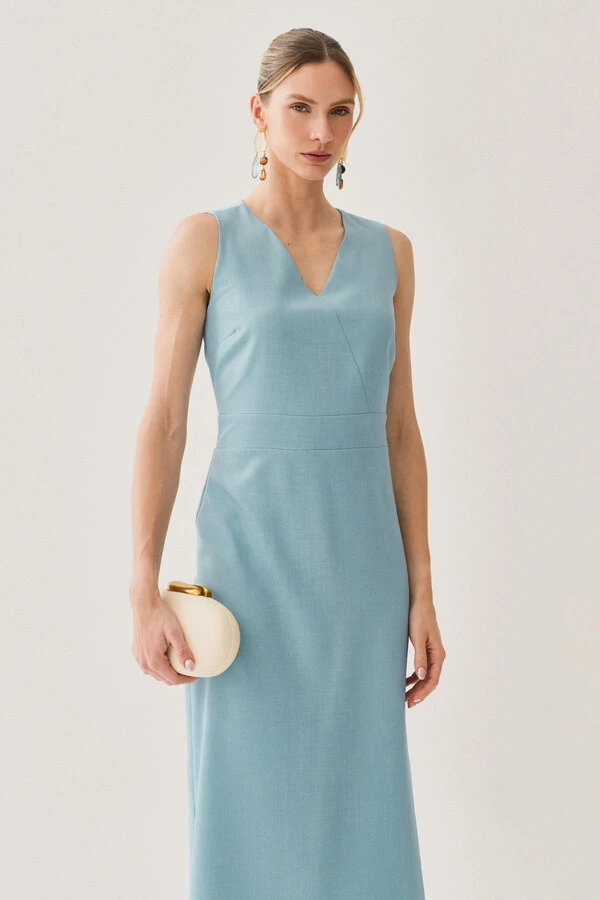 Vestido Midi Regata Decote V Recorte