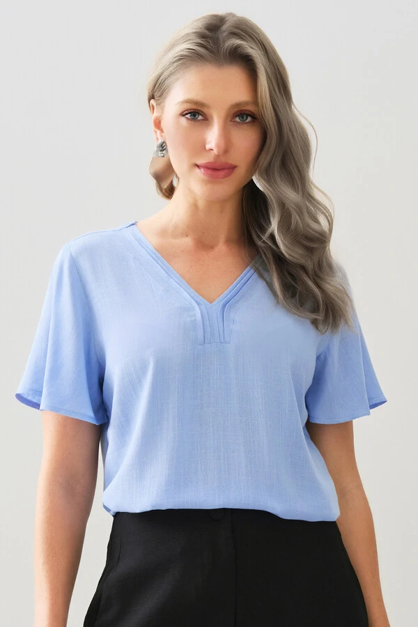 Blusa Decote V Pregas