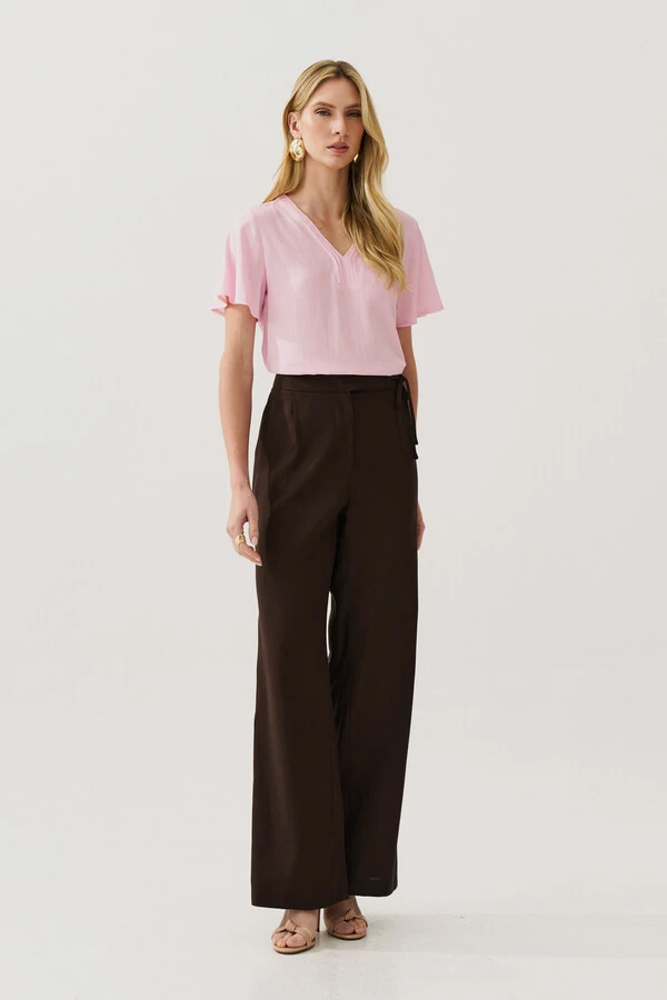 Blusa Decote V Pregas