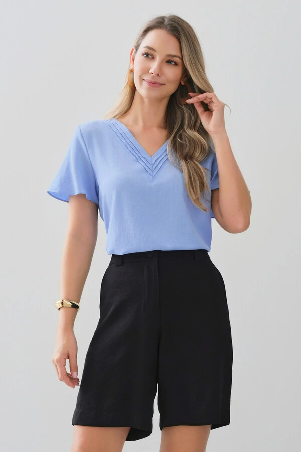 Blusa Decote V Preguinhas Triple