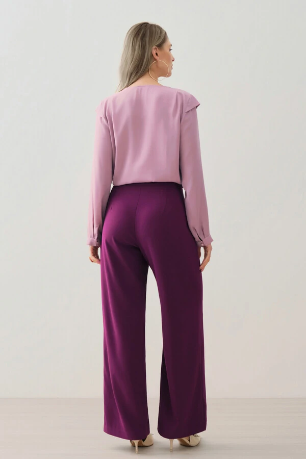 Camisa Manga Longa Punho Decote V Ombro Aba Mini Botões