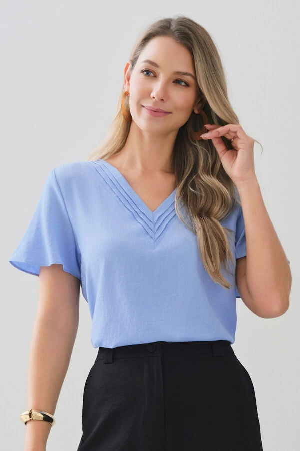 Blusa Decote V Preguinhas Triple