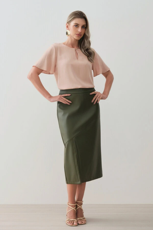 Blusa Manga Evasê Decote Vazado Gold