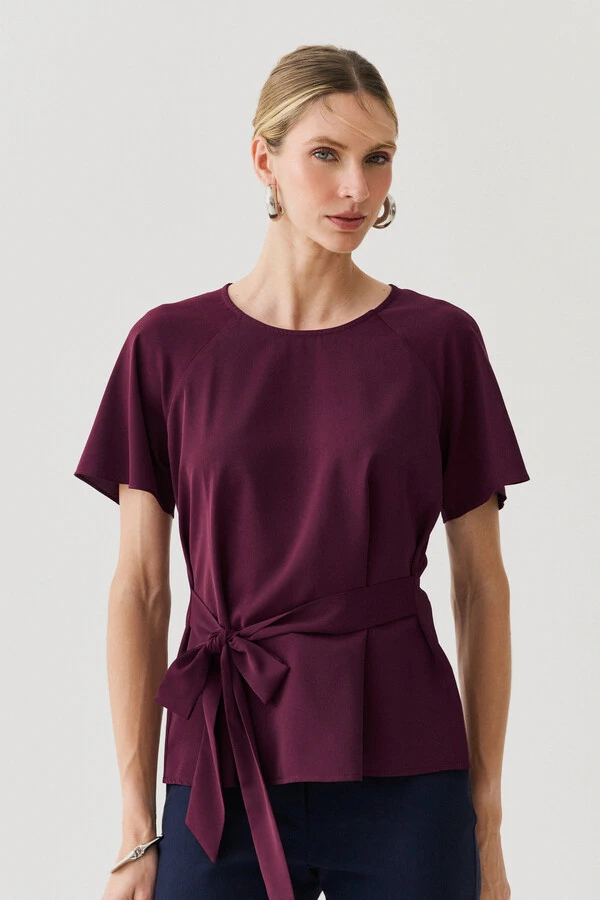 Blusa Manga Raglan Cinto Embutido