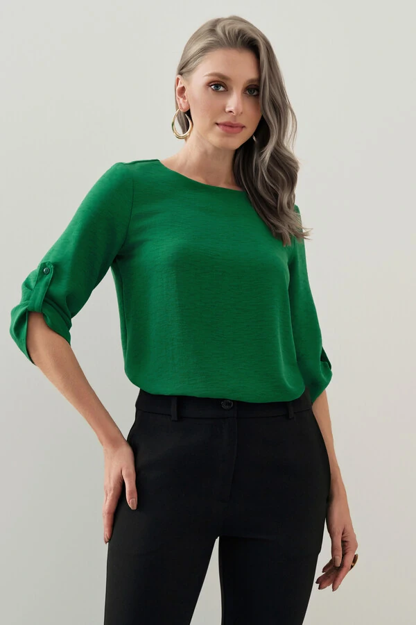BLUSA MANGA 3/4 BOTÃO MARTINGALE