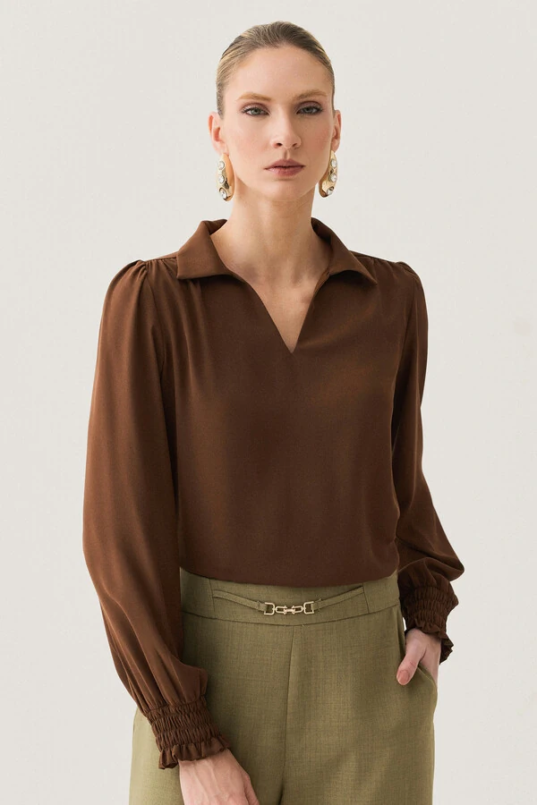 Blusa Manga Longa Punho Lastex Gola Polo Deocte V