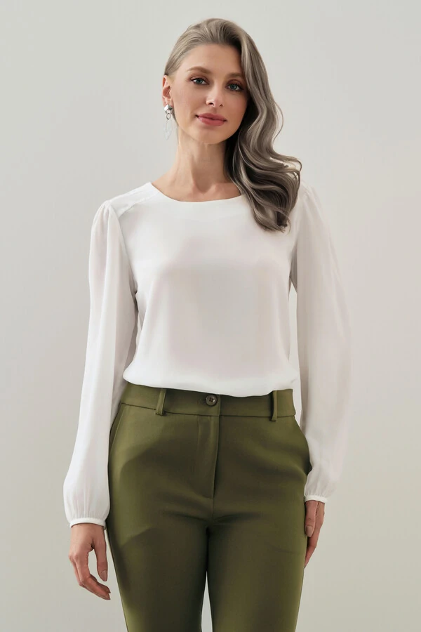 Blusa Manga Longa Ombro Recortes Double