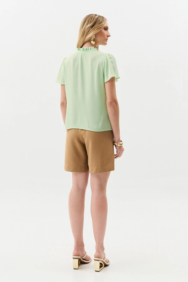 Blusa Mini Gola Franzida Ombro Franzido