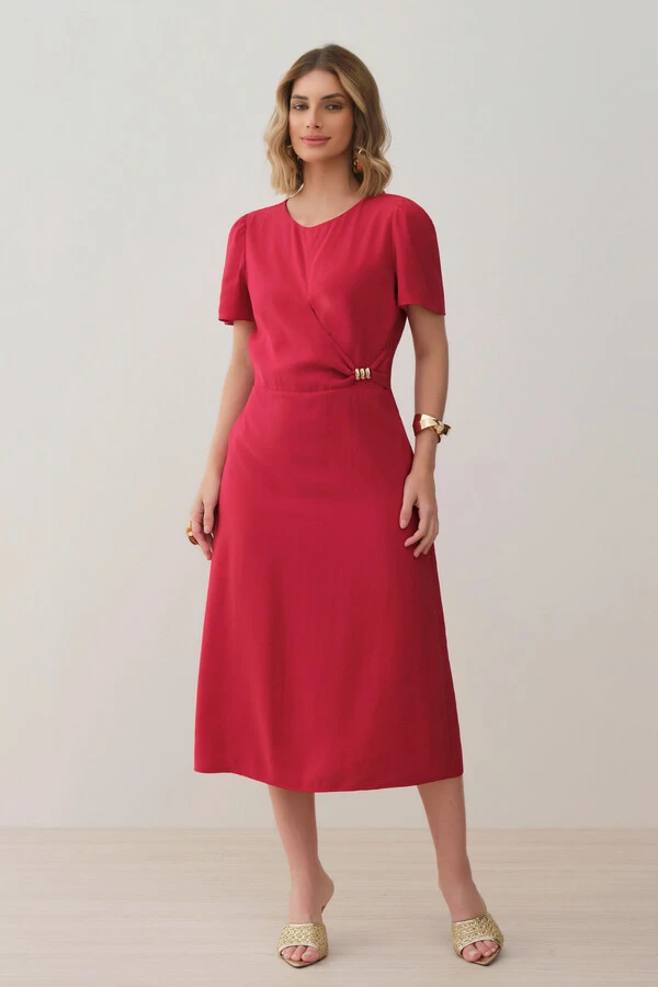 Vestido Midi Leve Transpasse Gold