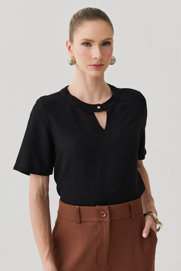 Blusa Decote Redondo Gota Gold