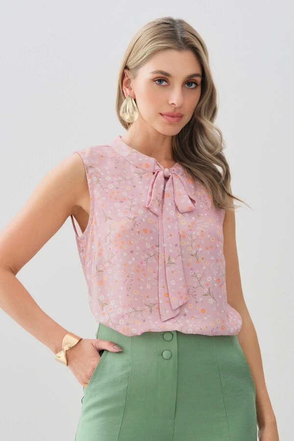 Regata Floral Gola Baixa Laço
