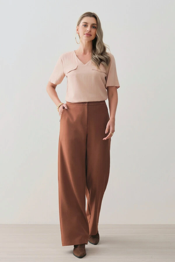 Blusa Decote V Abas