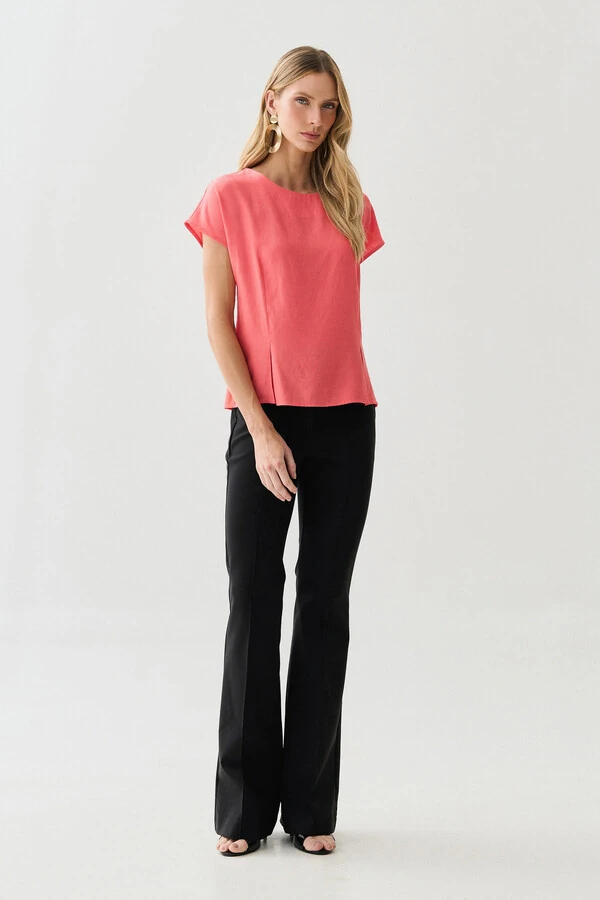 Blusa Acinturada Manga Morcego Pregas