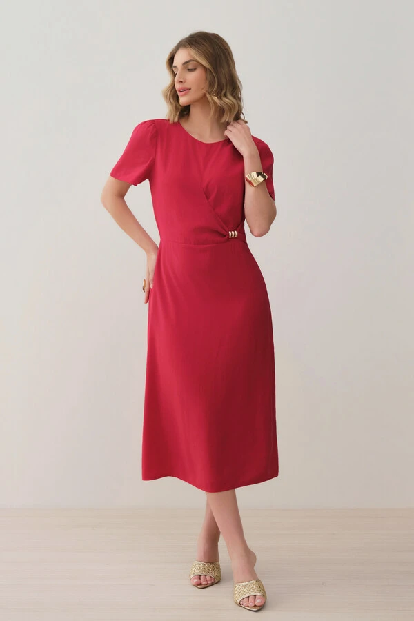Vestido Midi Leve Transpasse Gold