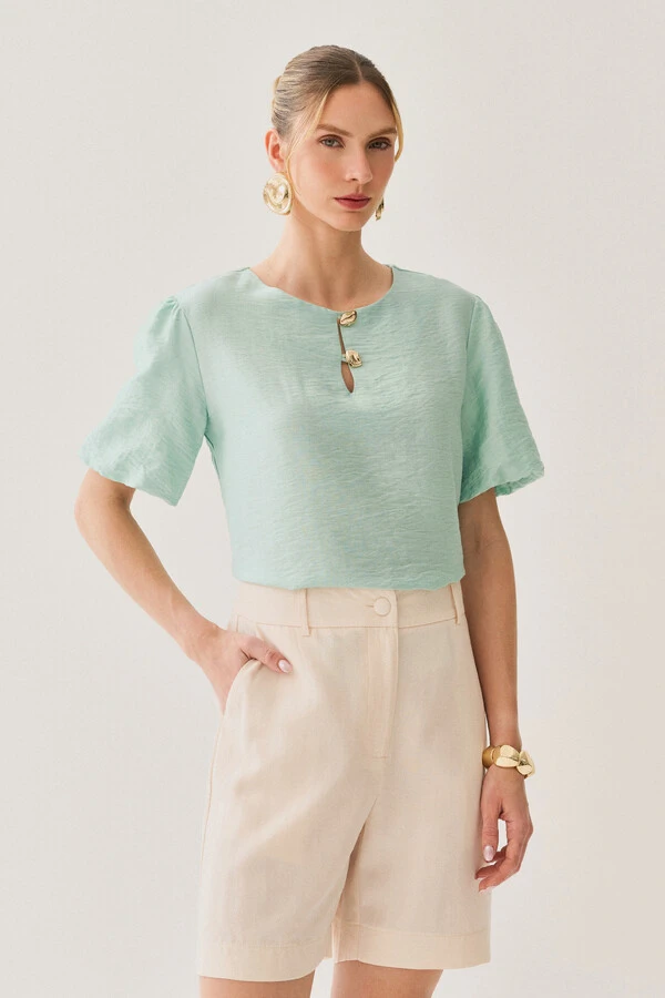 Blusa Manga Balonê Gold Double