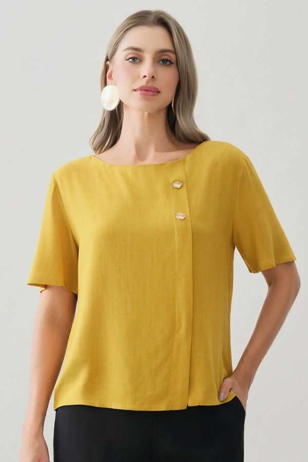 Blusa Prega Botões Gold Double