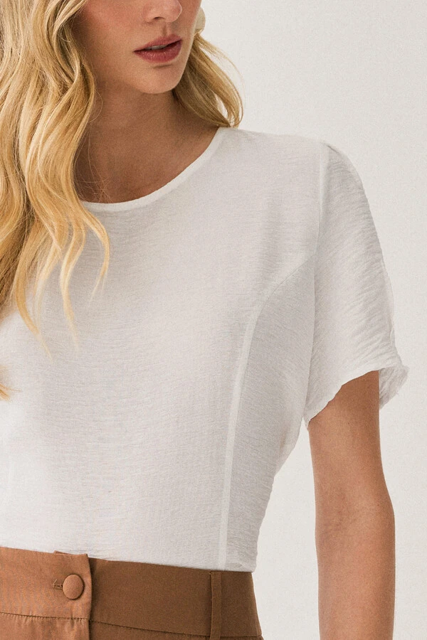 Blusa Manga Prega Recortes