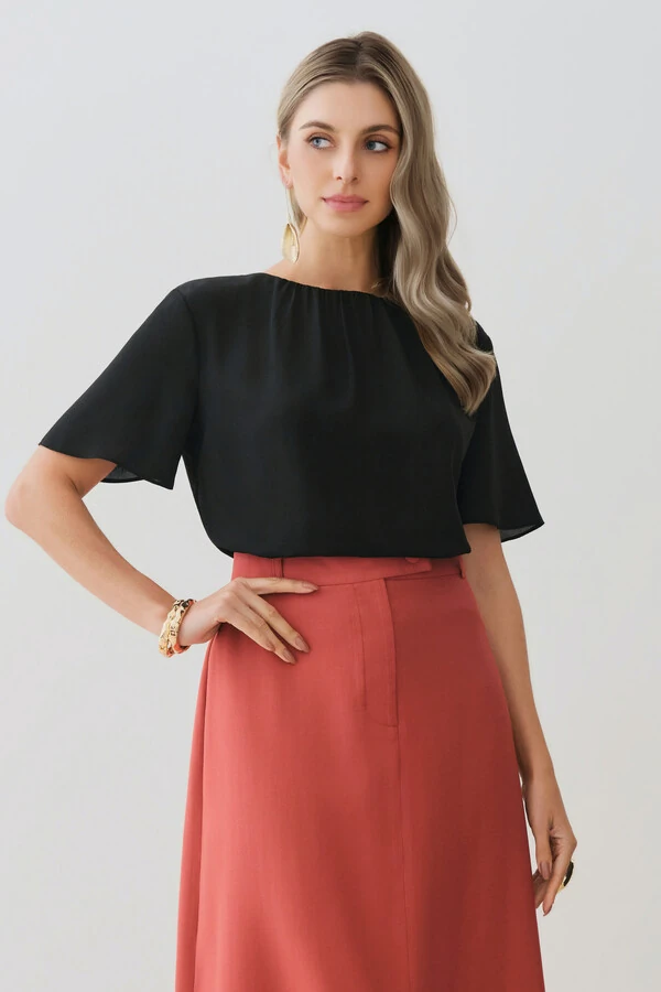 Blusa Decote Franizido