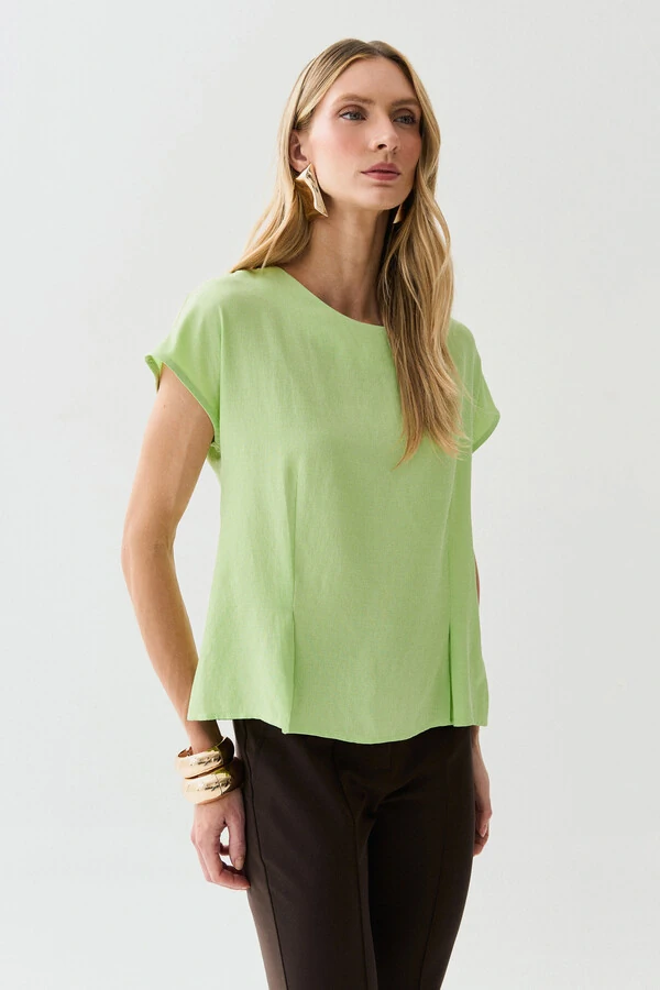 Blusa Acinturada Manga Morcego Pregas