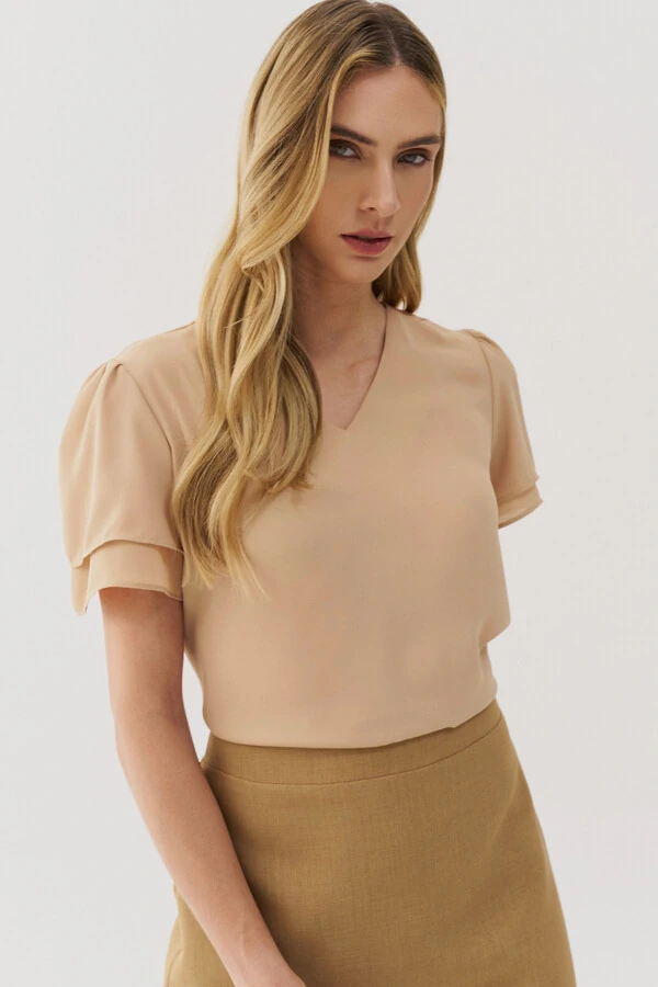 Blusa Manga Dupla Decote V