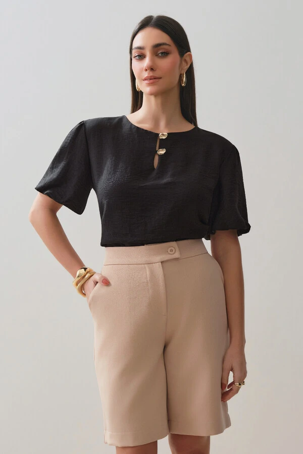 Blusa Manga Balonê Gold Double