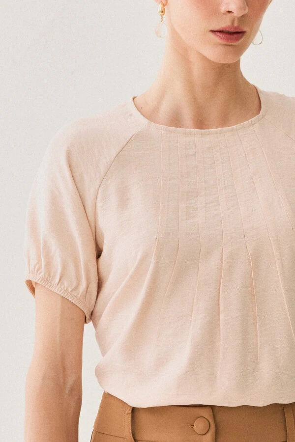 Blusa Manga Raglan Elástico Pregas