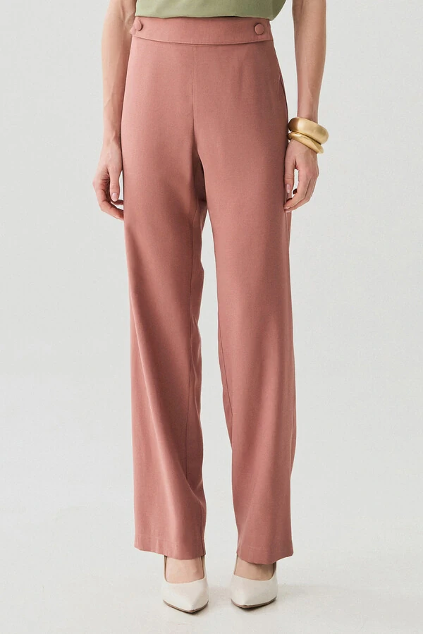 Calça Reta Botões Forrados Double