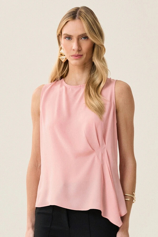 Regata Assimétrica Drapeada Pregas Triple